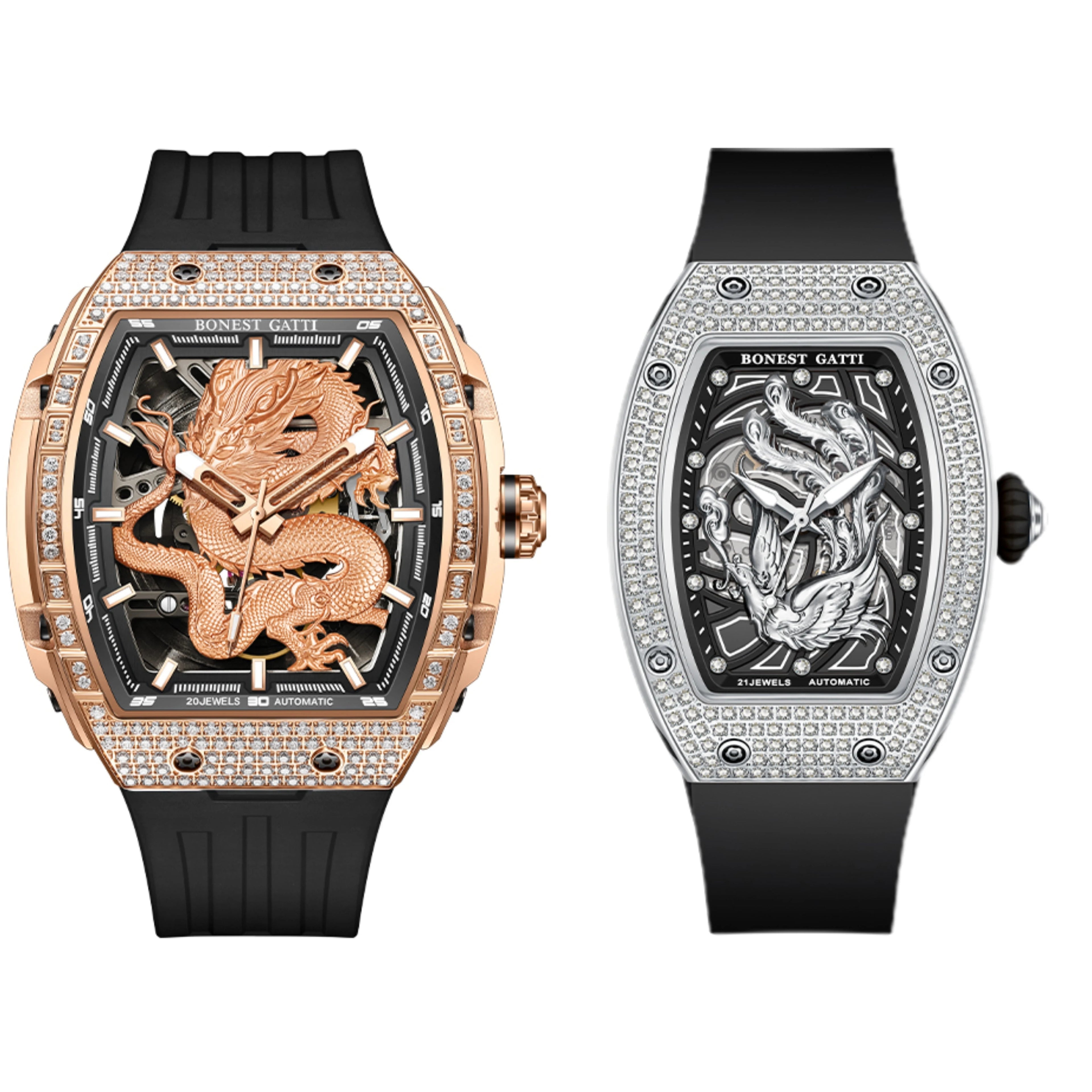 Bonest Gatti BG5605 mechanical tonneau skeleton watch with bg5605a2 bg9910a2 dial