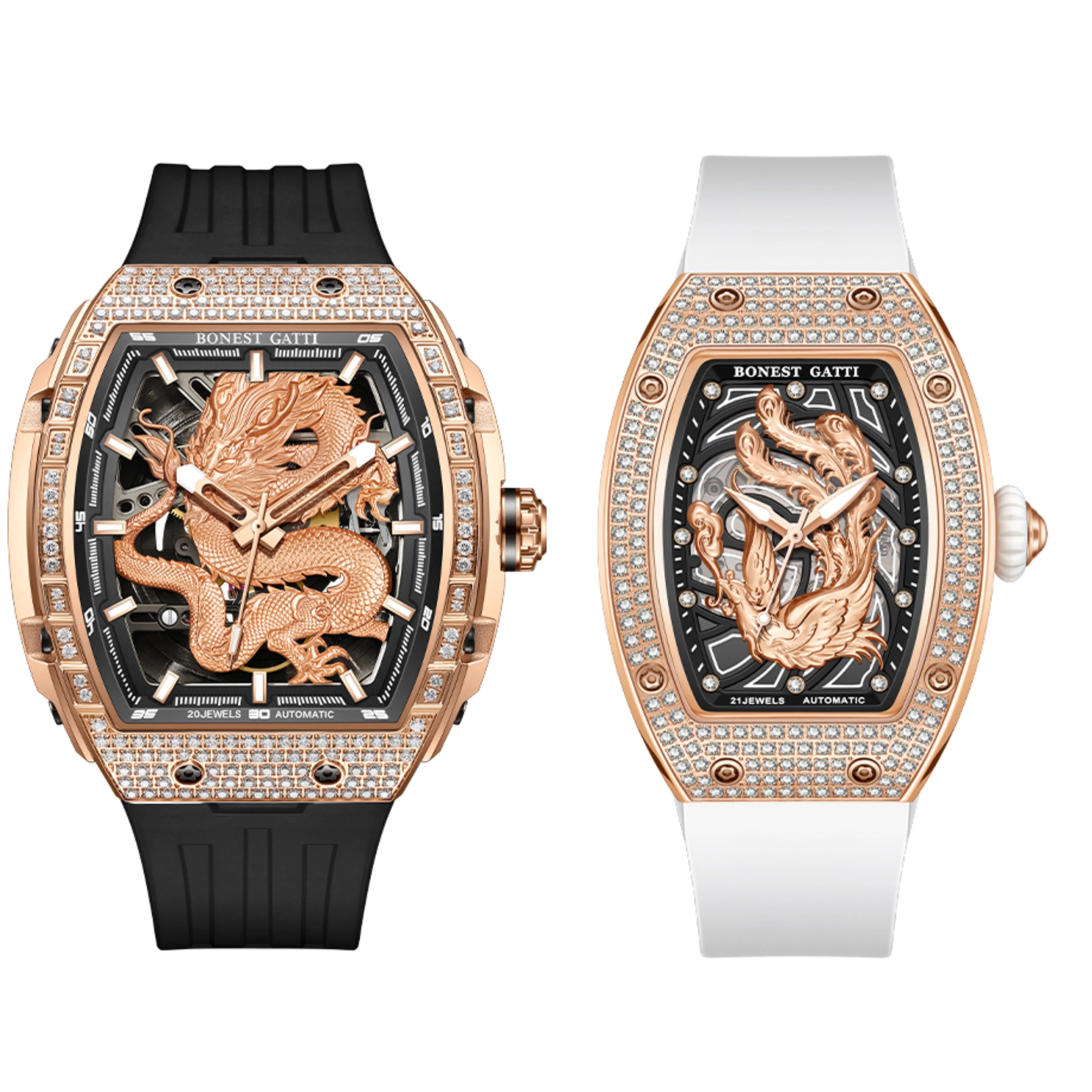 Bonest Gatti BG5605 mechanical tonneau skeleton watch with bg5605a2 bg9910a1 dial