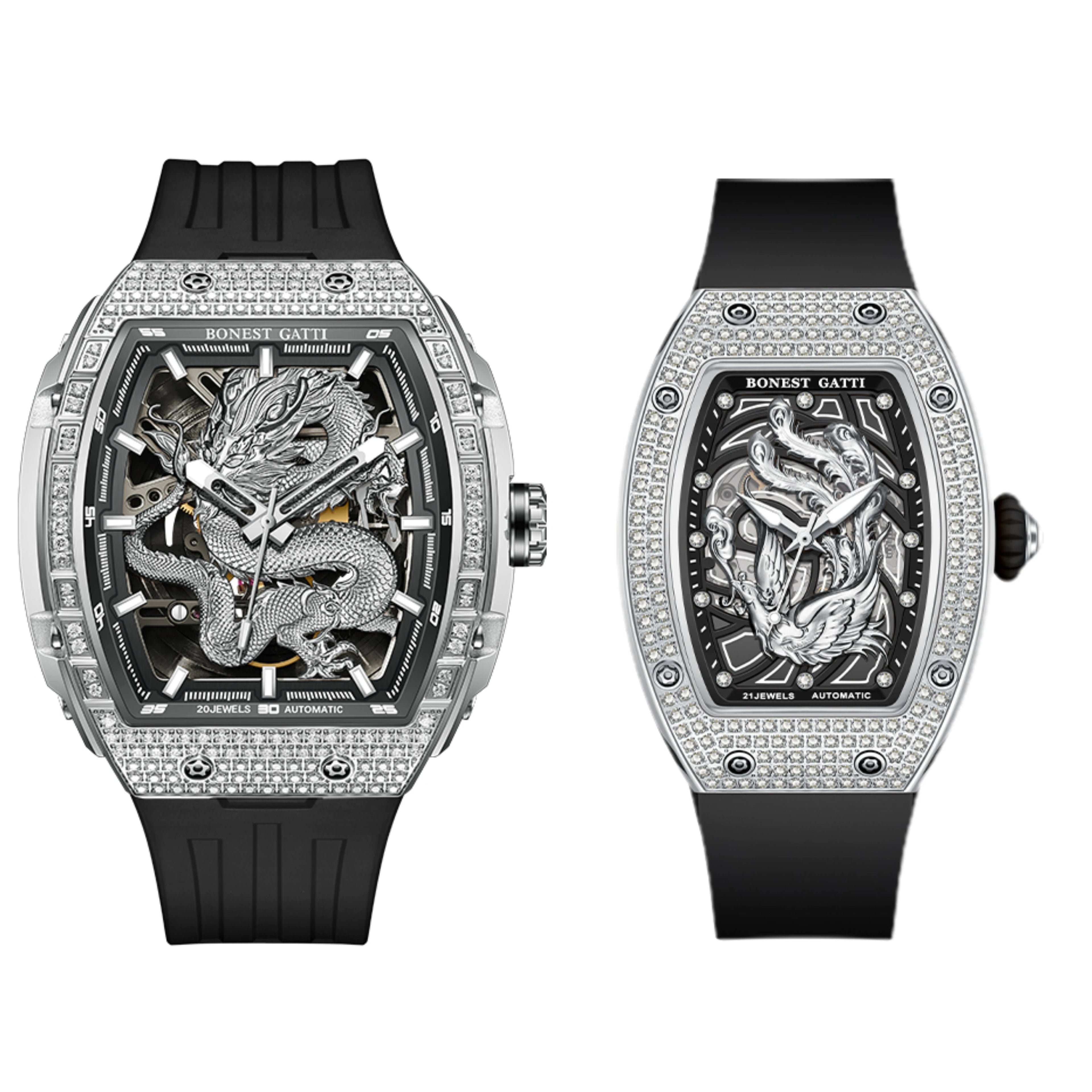 Bonest Gatti BG5605 mechanical tonneau skeleton watch with bg5605a1 bg9910a2 dial