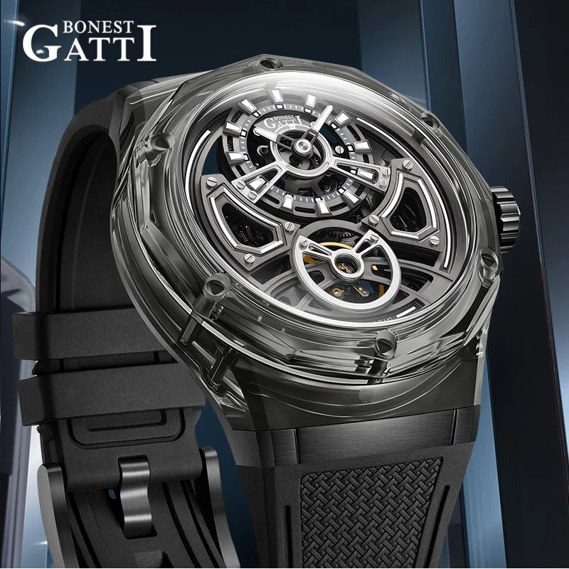 Bonest Gatti BG5807 automatic skeleton sapphire watch, view 2 of 10