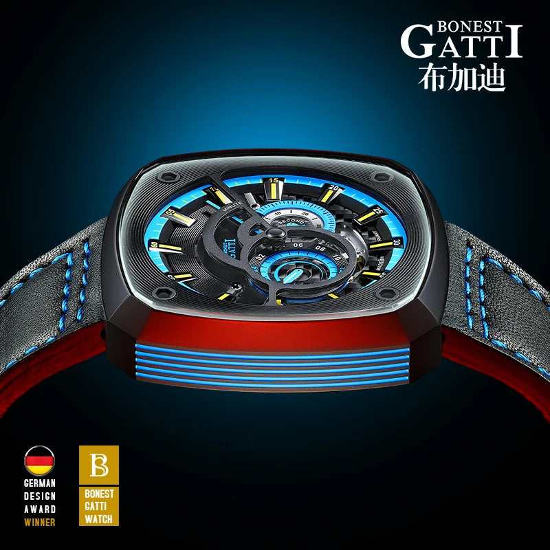 Bonest Gatti BG6601 automatic skeleton sapphire watch, view 5 of 15