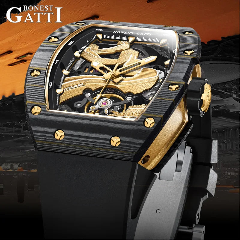 Bonest Gatti BG9003 automatic carbon fiber watch, view 2 of 8
