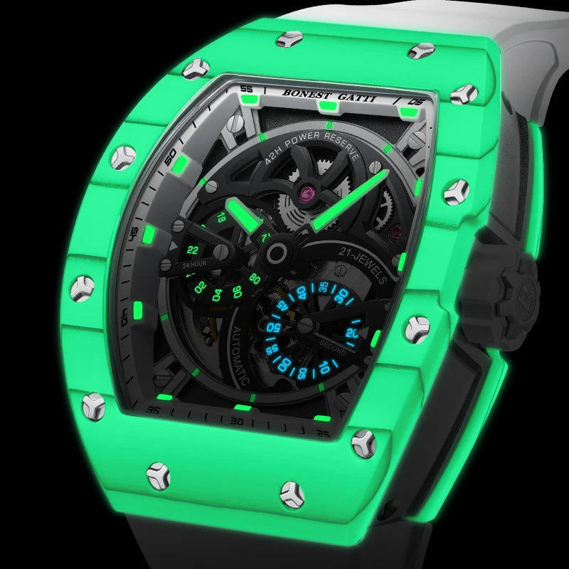 Bonest Gatti BG9004 automatic tonneau carbon watch, view 6 of 8