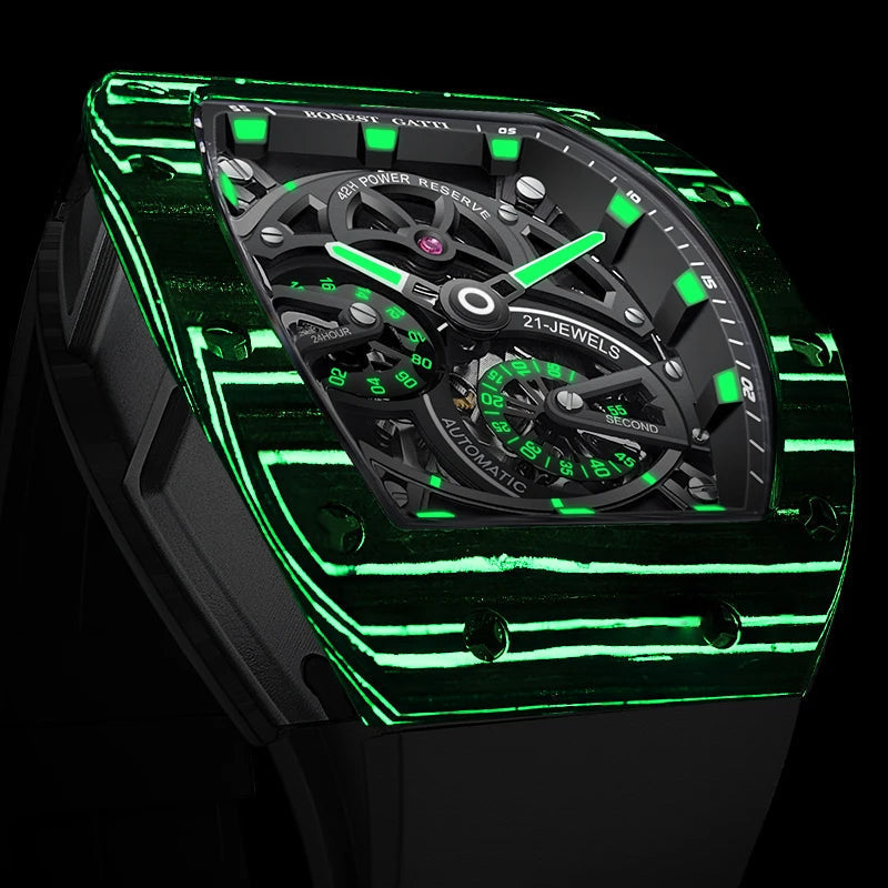 Bonest Gatti BG9004 automatic tonneau carbon watch, view 5 of 8