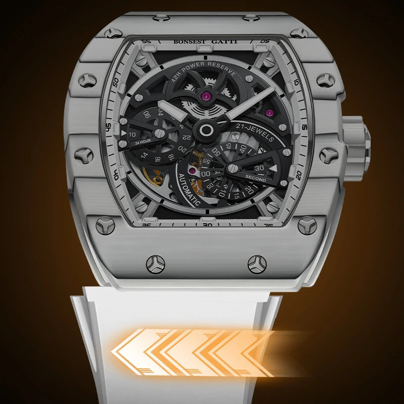 Bonest Gatti BG9004 automatic tonneau carbon watch, view 7 of 8