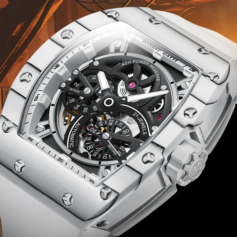 Bonest Gatti BG9004 automatic tonneau carbon watch, view 4 of 8