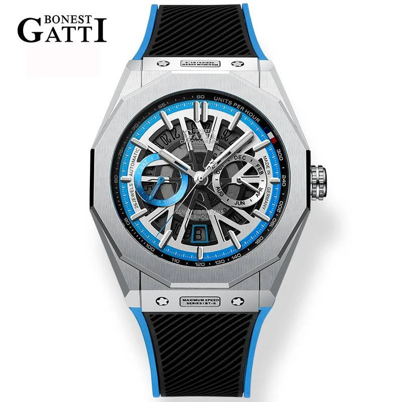 Bonest Gatti BG9601 automatic skeleton sapphire watch, view 3 of 12