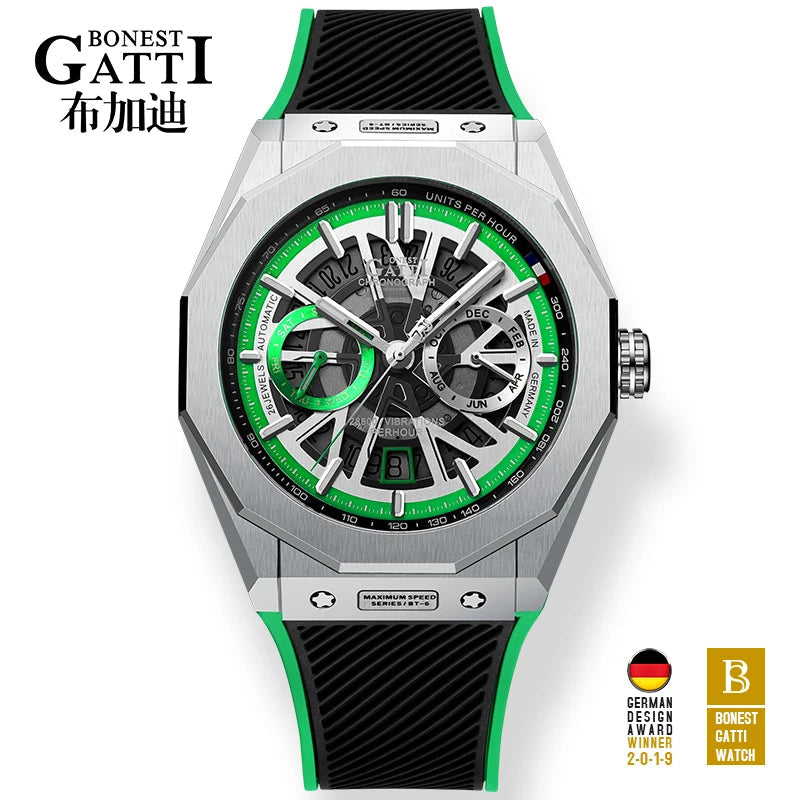 Bonest Gatti BG9601 automatic skeleton sapphire watch, variant A5