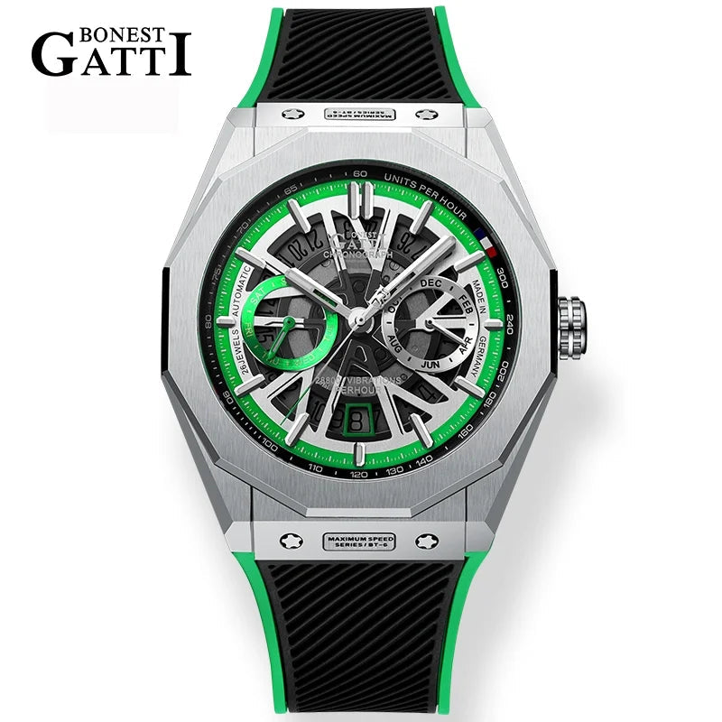 Bonest Gatti BG9601 automatic skeleton sapphire watch, view 6 of 12