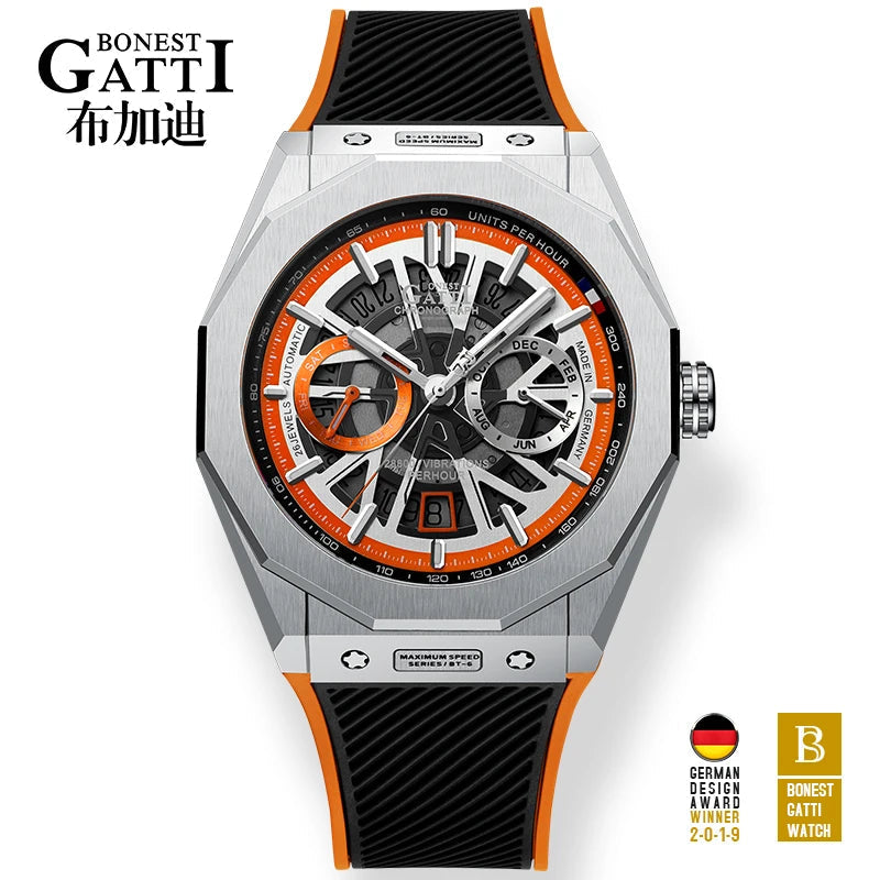 Bonest Gatti BG9601 automatic skeleton sapphire watch, variant A2