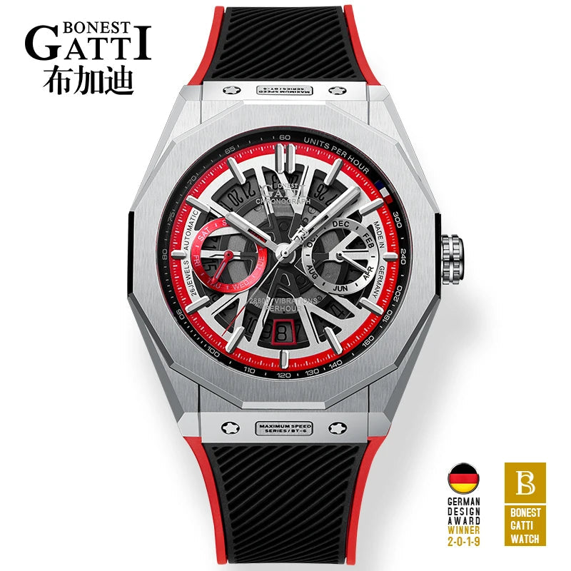 Bonest Gatti BG9601 automatic skeleton sapphire watch, variant A3