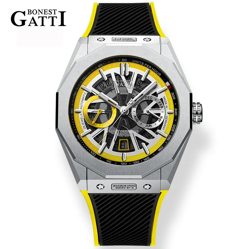 Bonest Gatti BG9601 automatic skeleton sapphire watch, view 4 of 12