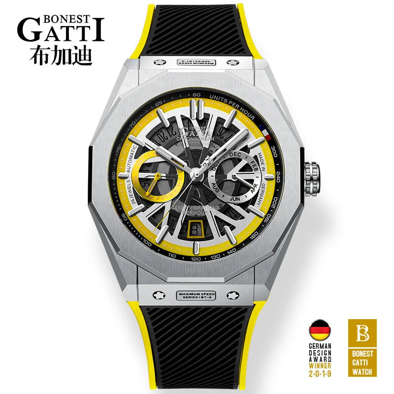 Bonest Gatti BG9601 automatic skeleton sapphire watch, variant A4