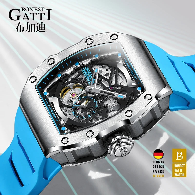 Bonest Gatti BG9901 automatic tonneau sapphire watch, view 5 of 12