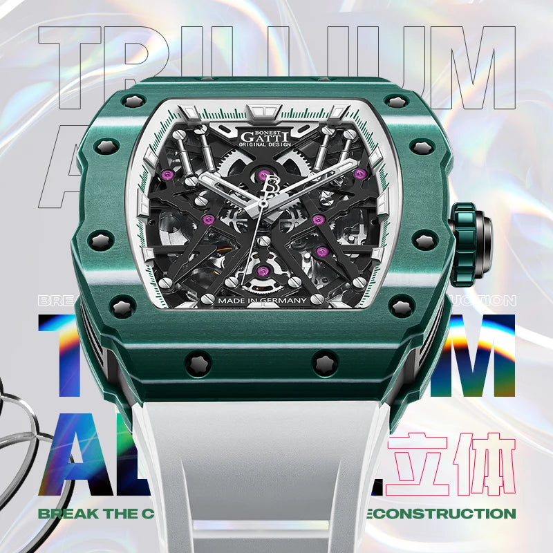 Bonest Gatti BG9906 automatic skeleton carbon watch, view 2 of 10