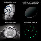 CADISEN C7063 Chronograph Watch Specifications and Dimensions