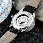 CADISEN C8102 Men's Automatic Skeleton Watch - Leather, side view