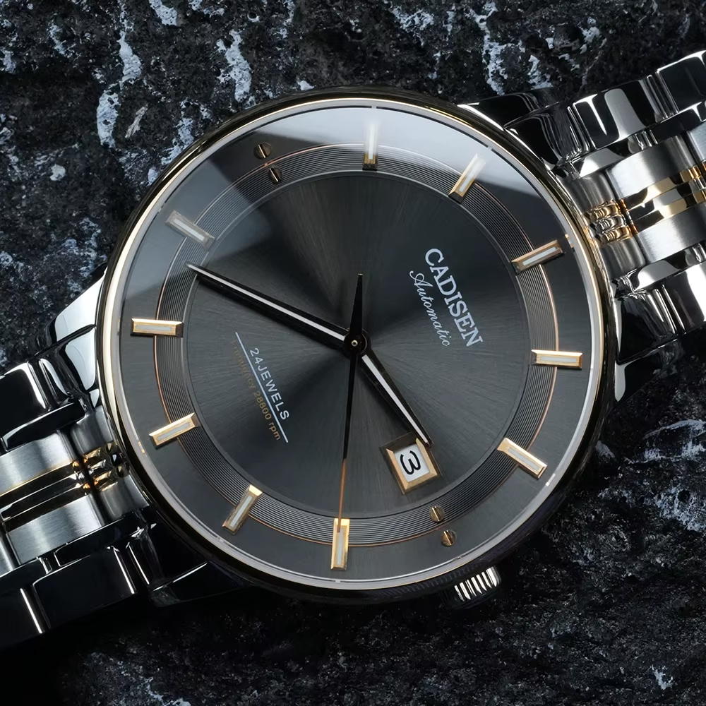 CADISEN C8175 Automatic Ultra-Thin Mechanical Watch, angled view