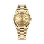 CADISEN C8214 DD40 Oyster Perpetual Menâ€™s Watch with gold dial, side view