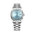 CADISEN C8214 DD40 Oyster Perpetual Menâ€™s Watch with white blue dial, detail view