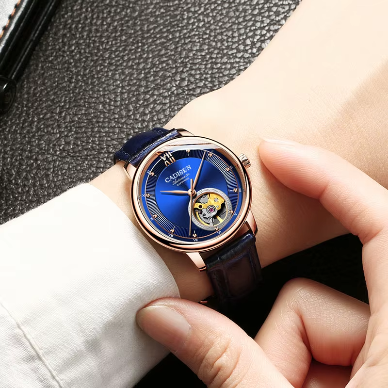 CADISEN 90S5 Automatic Watch 9.5Mm Ultra-Thin Dial 40MM Hollowed-Out - Leather, caseback view