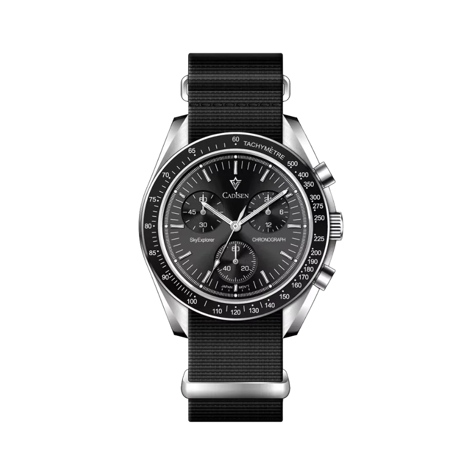 CADISEN C7064 VK68 Speed Chronograph Automatic with black dial, detail view
