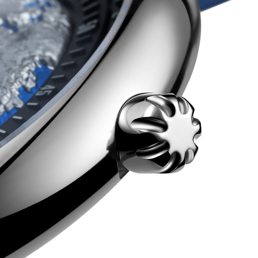 CIGA Design Blue Planet Atlantic Automatic Watch – crown close-up