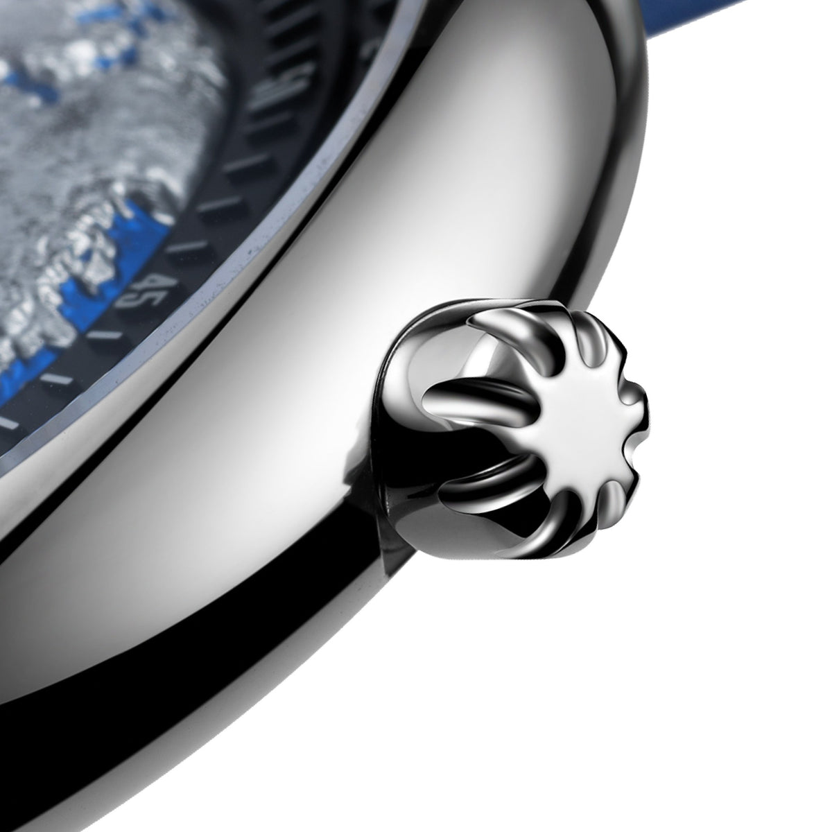 CIGA Design Blue Planet Atlantic Automatic Watch – crown close-up