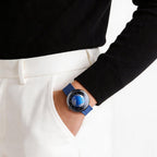 CIGA Design Blue Planet Atlantic Automatic Watch – worn on the wrist, hand in pocket