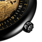 CIGA Design Blue Planet Gilded Age Black Ceramic Automatic Watch – crown and minute ring close-up