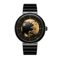 CIGA Design Blue Planet Gilded Age Black Ceramic Automatic Watch – front view on black ceramic bracelet