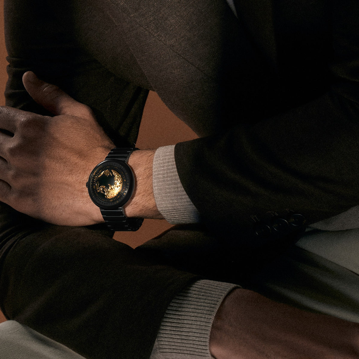 CIGA Design Blue Planet Gilded Age Black Ceramic Automatic Watch – worn on the wrist