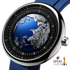 CIGA Design Blue Planet GPHG-Winning Automatic Watch – angled view of the rotating Earth dial
