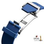 CIGA Design Blue Planet GPHG-Winning Automatic Watch – folding clasp on the blue fluororubber strap