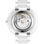 CIGA Design Blue Planet Ice Age White Ceramic Automatic Watch – caseback showing the automatic movement