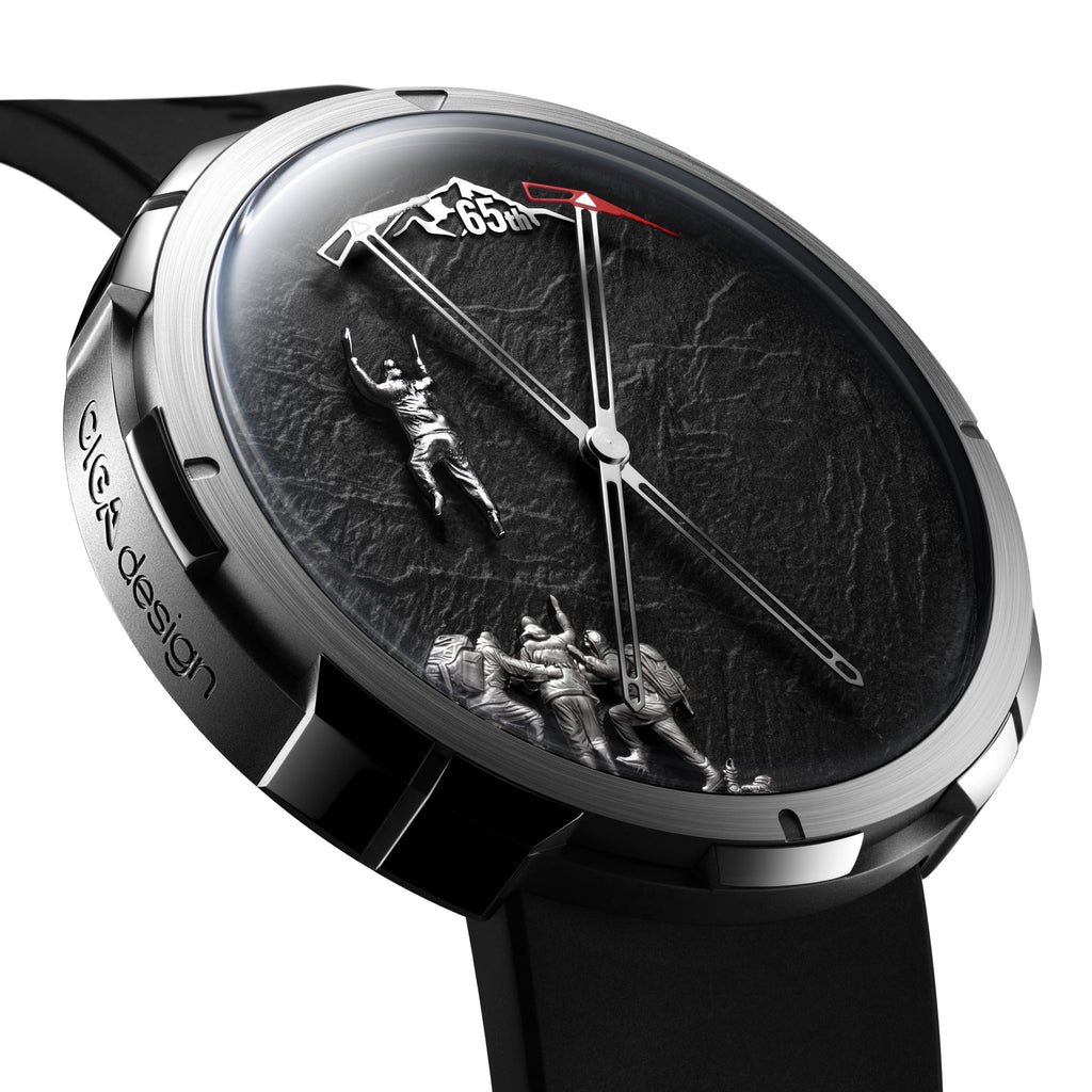CIGA Design Everest China 65th Anniversary Automaton Titanium Watch – angled view of the automaton dial