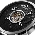 CIGA Design Everest Summit Central Tourbillon Titanium Watch – macro of the central tourbillon and ice-axe hands