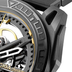 CIGA Design Falcon Round Skeleton Automatic Watch – Carbon dial and bezel macro