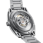 CIGA Design Falcon Round Skeleton Automatic Watch – Silver caseback showing the CD-02 movement