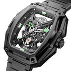 CIGA Design Hunter Steel Skeleton Automatic Watch – Carbon angled view