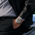 CIGA Design Hunter Steel Skeleton Automatic Watch – Silver worn on the wrist