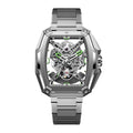 CIGA Design Hunter Titanium Skeleton Automatic Watch – Silver front view on titanium bracelet