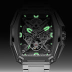 CIGA Design Hunter Titanium Skeleton Automatic Watch – Silver luminous dial in the dark
