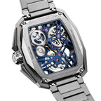 CIGA Design Hunter Tourbillon Titanium Skeleton Watch – Blue caseback showing the skeleton tourbillon movement