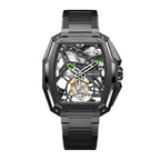 CIGA Design Hunter Tourbillon Titanium Skeleton Watch – Carbon front view on titanium bracelet