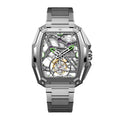 CIGA Design Hunter Tourbillon Titanium Skeleton Watch – Silver front view on titanium bracelet