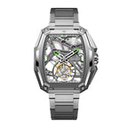 CIGA Design Hunter Tourbillon Titanium Skeleton Watch – Silver front view on titanium bracelet
