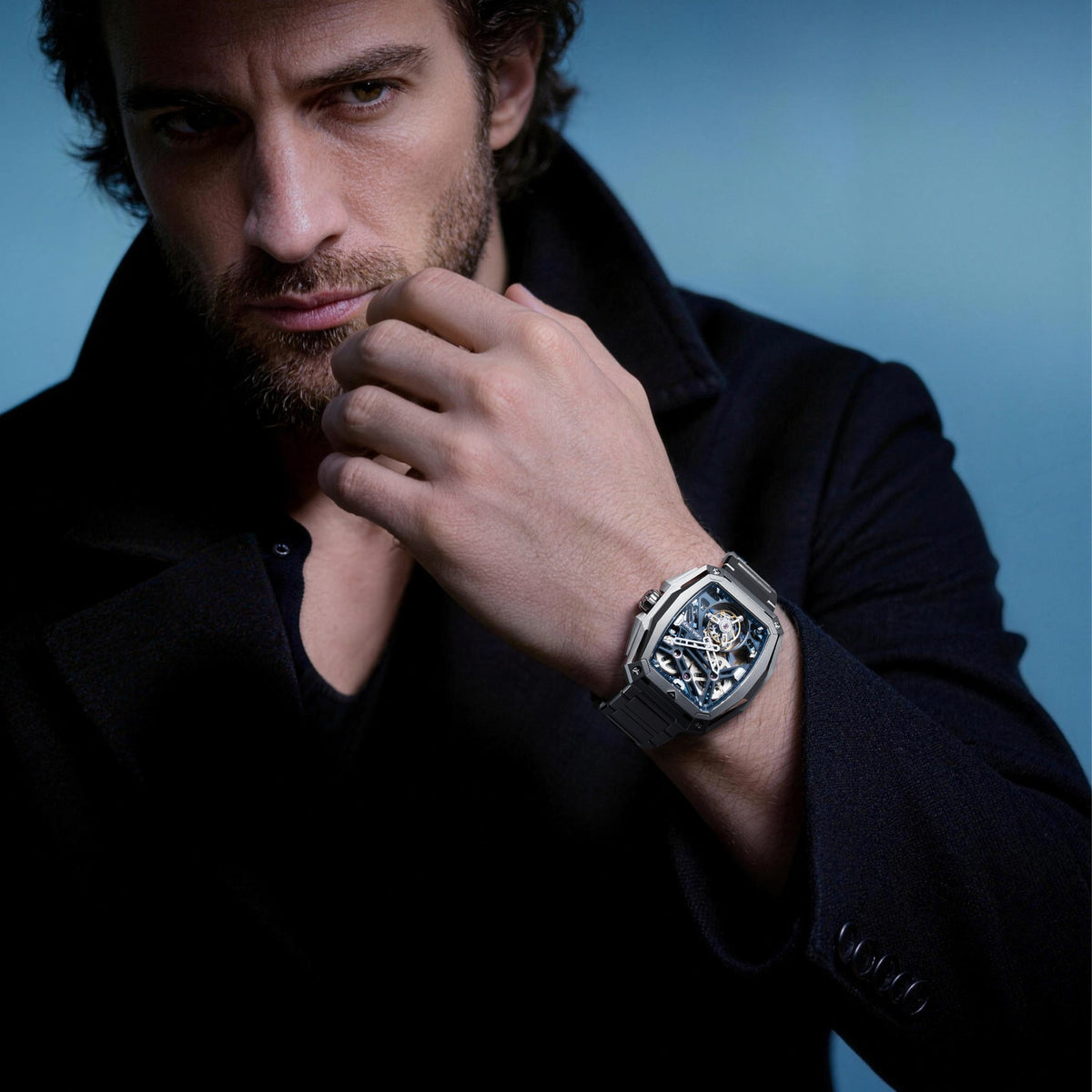 CIGA Design Hunter Tourbillon Titanium Skeleton Watch – Silver worn on the wrist