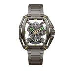 CIGA Design Hunter Vintage Skeleton Automatic Watch – Brown Gold front view on steel bracelet