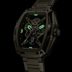 CIGA Design Hunter Vintage Skeleton Automatic Watch – Brown Gold luminous dial in the dark